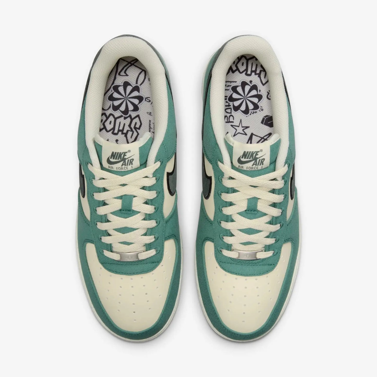 Tênis Nike Verde Masculino Air Force 1 Low Notebook Doodle Par Visto por Cima