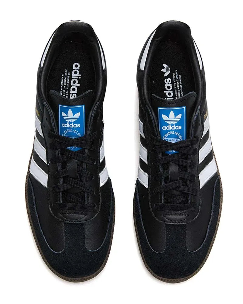 Tênis Preto Adidas Samba Black White Par Visto por Cima