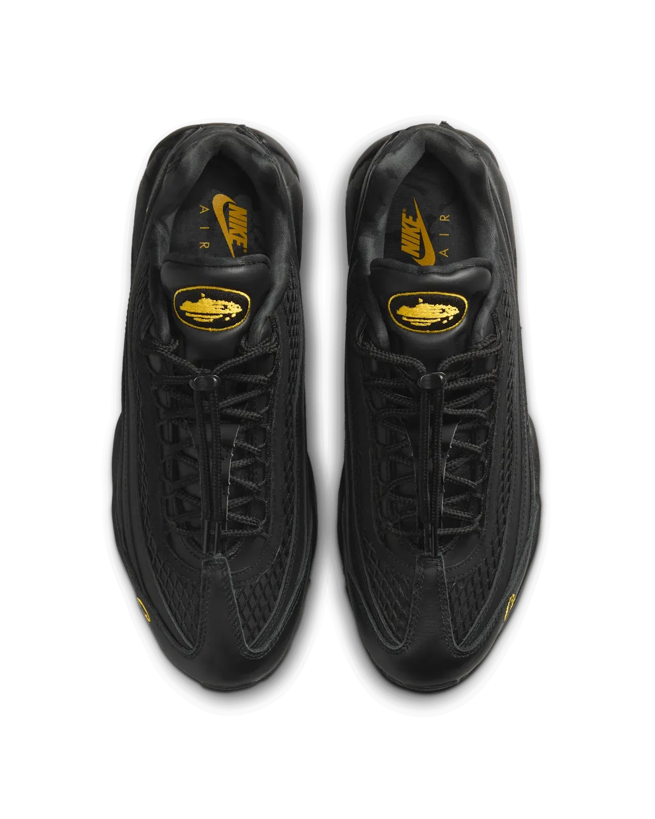 Tênis Preto com Amarelo Nike Air Max 95 Corteiz Honey Black Par Visto Por Cima