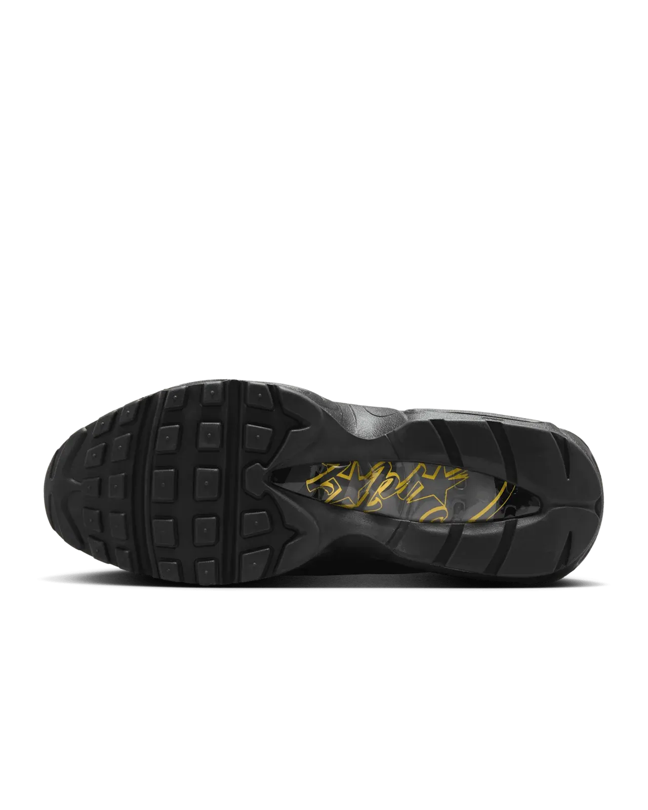 Tênis Preto com Amarelo Nike Air Max 95 Corteiz Honey Black Parte do Solado Preto com Detalhes Amarelos