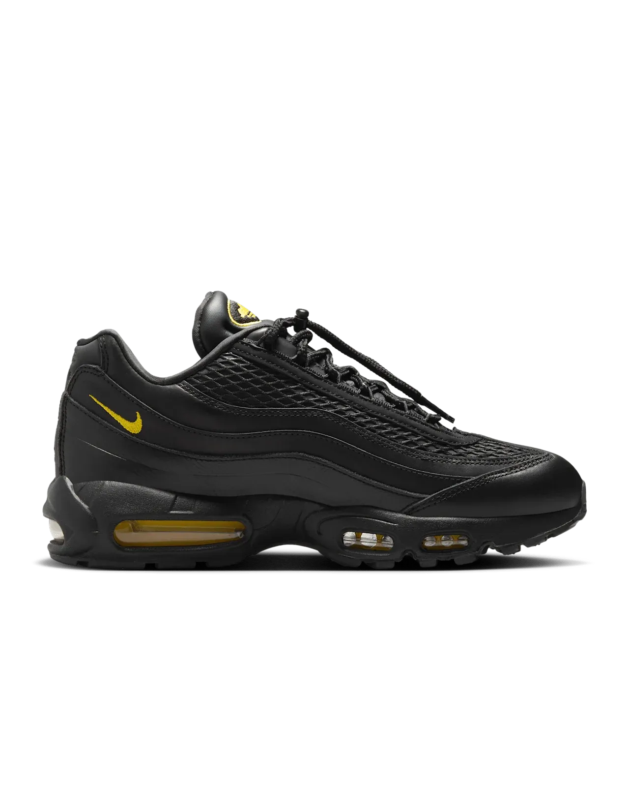 Tênis Preto com Amarelo Nike Air Max 95 Corteiz Honey Black Parte Lateral Direita
