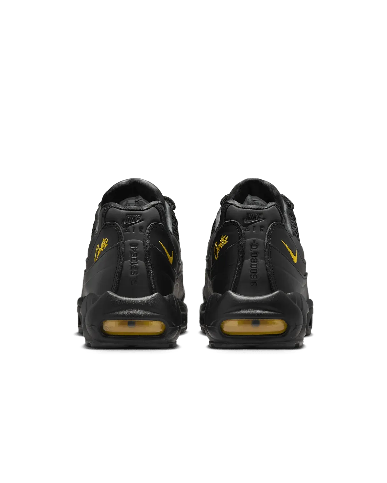 Tênis Preto com Amarelo Nike Air Max 95 Corteiz Honey Black Parte Traseira 