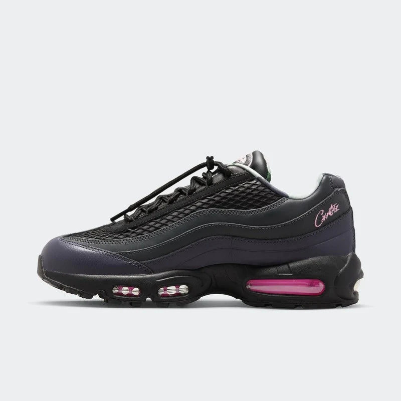 Tênis Azul com Rosa Nike Corteiz Air Max 95 Pink Beam Parte Lateral Esquerda