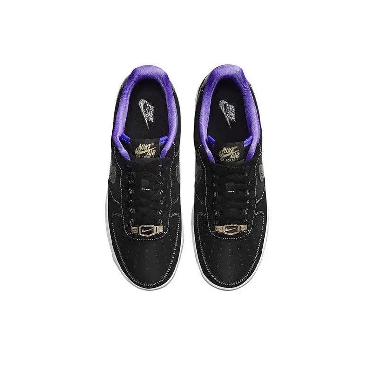 Tênis Preto com Roxo Nike Air Force 1 Low LV8 World Champ Black Purple Visto Por Cima