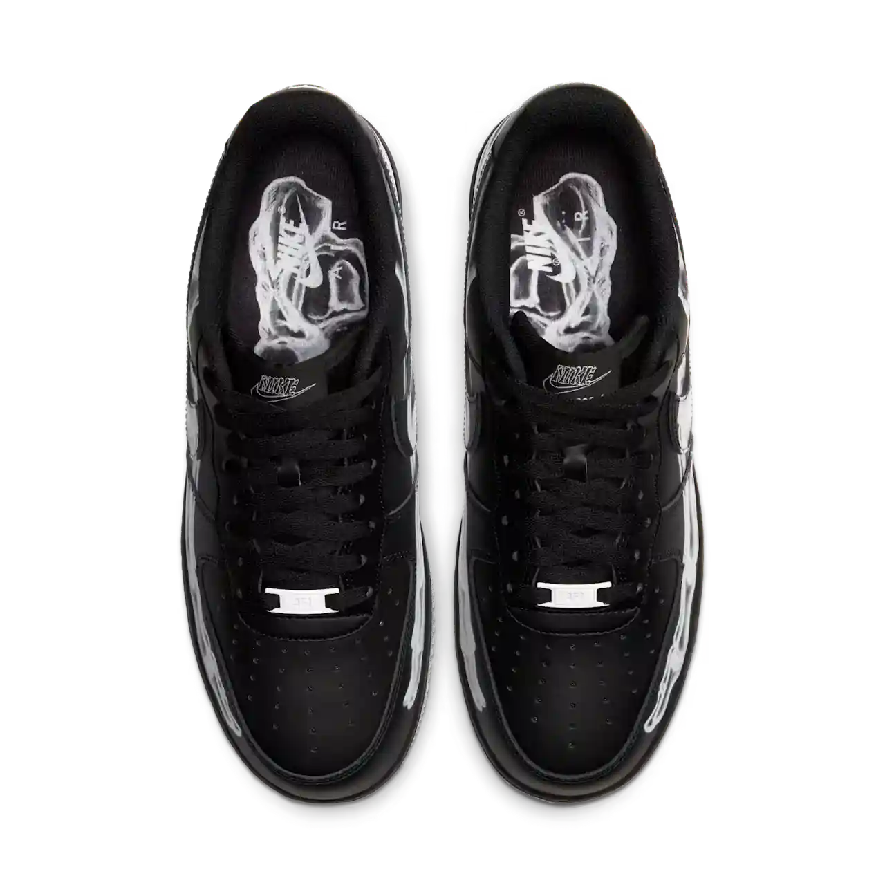 Tênis Preto Nike Air Force 1 Black Skeleton Par Visto Por Cima
