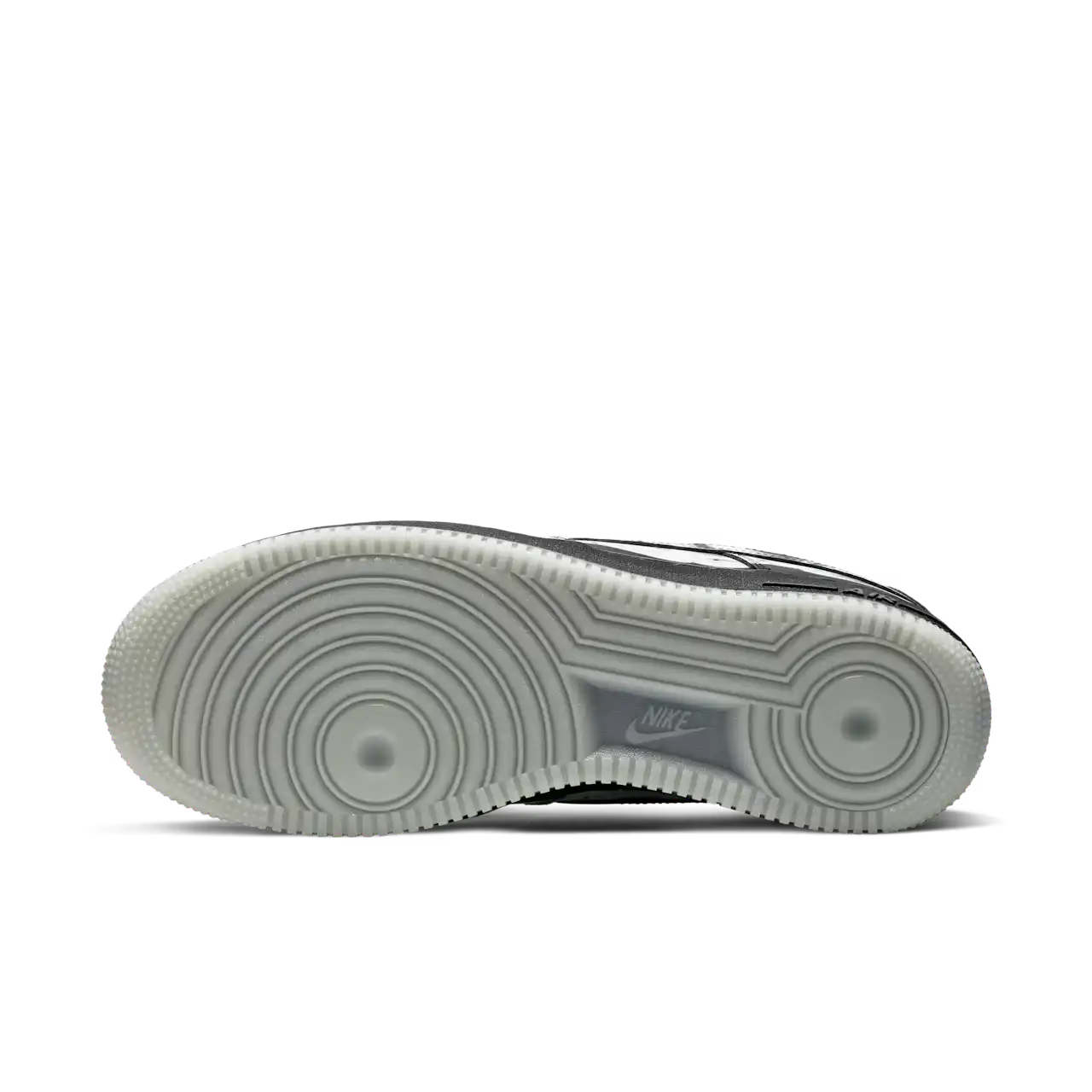 Tênis Preto Nike Air Force 1 Black Skeleton Parte do Solado Cinza