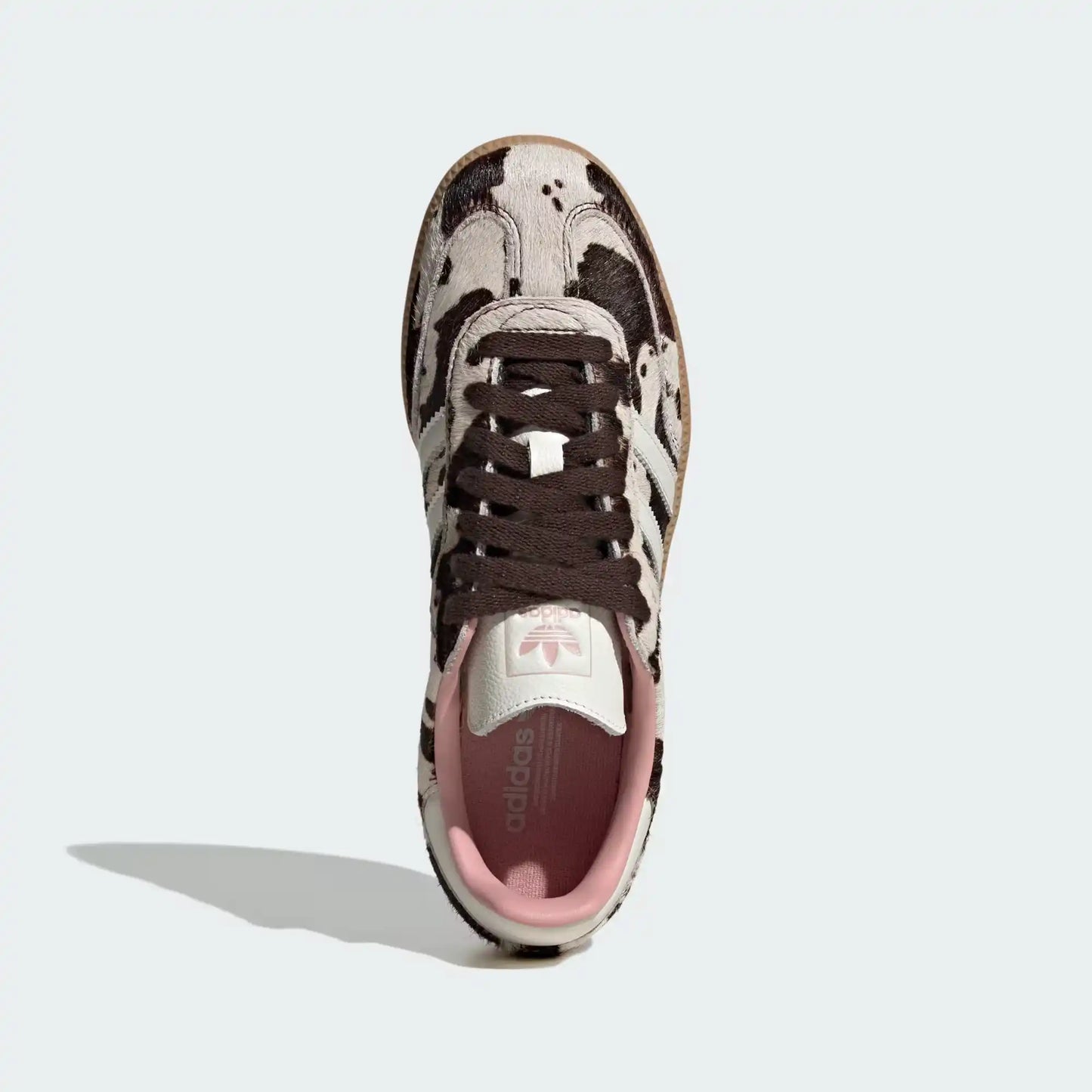 Tênis Rosa com Marrom Adidas Samba OG Cow Print Visto por Cima