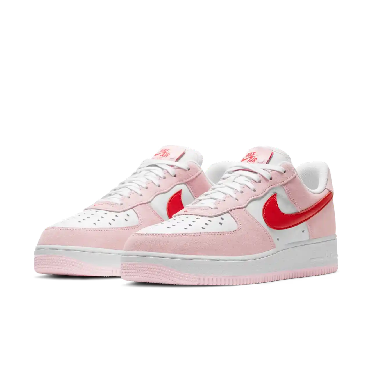 Tênis Rosa Dia dos Namorados Nike Air Force 1 Low Valentine’s Day Love Letter Par Visto de Frente