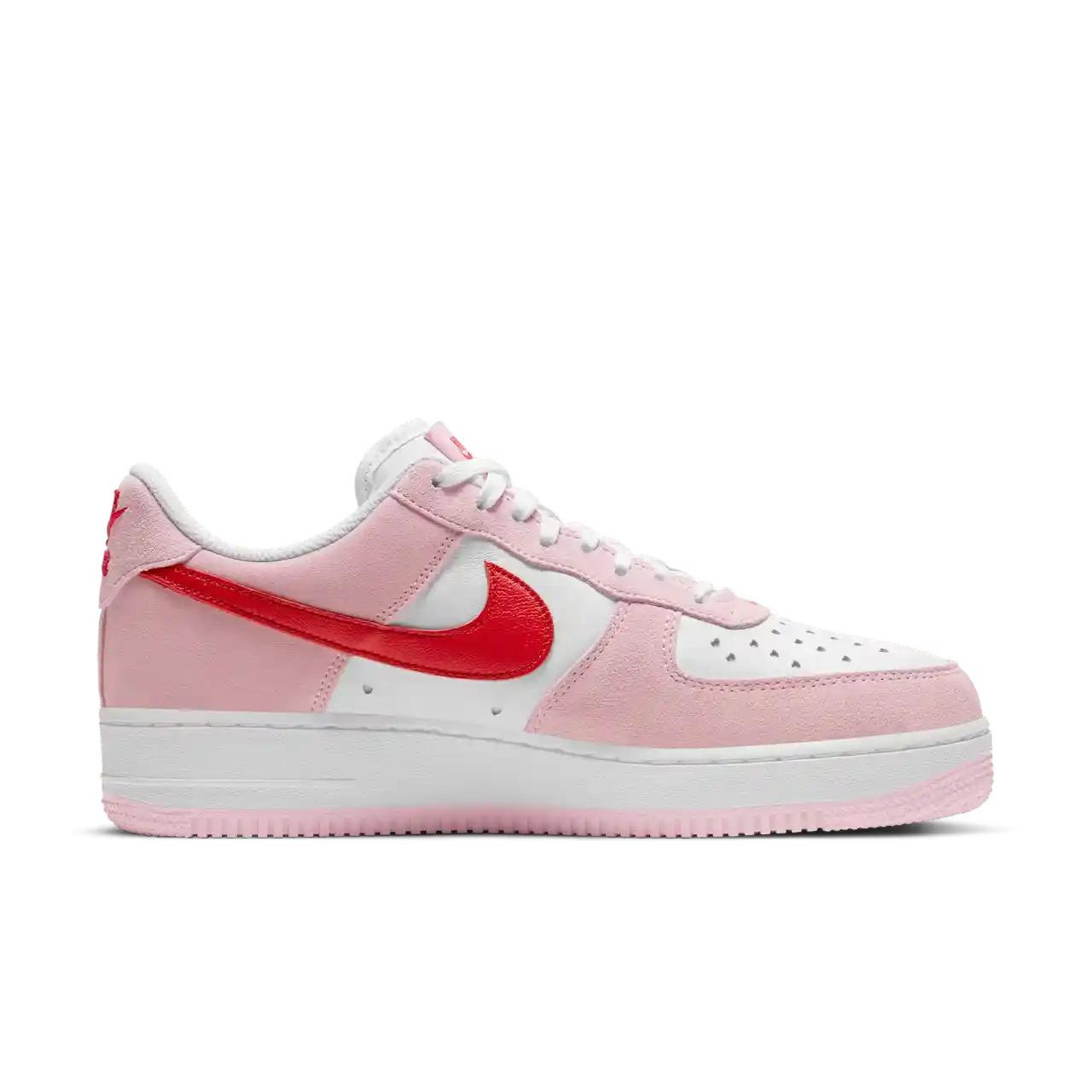 Tênis Rosa Dia dos Namorados Nike Air Force 1 Low Valentine’s Day Love Letter Parte Lateral Direita