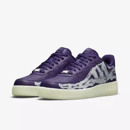Tênis Roxo Nike Air Force 1 Skeleton Purple Par Visto de Frente