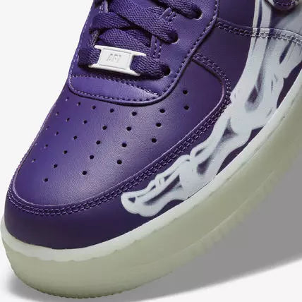 Tênis Roxo Nike Air Force 1 Skeleton Purple Parte Frontal do Couro Roxo