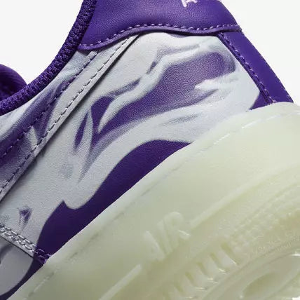 Tênis Roxo Nike Air Force 1 Skeleton Purple Parte Traseira Roxa em Detalhes