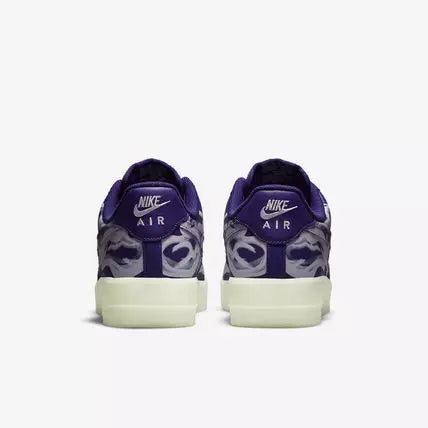 Tênis Roxo Nike Air Force 1 Skeleton Purple Vista da Parte Traseira
