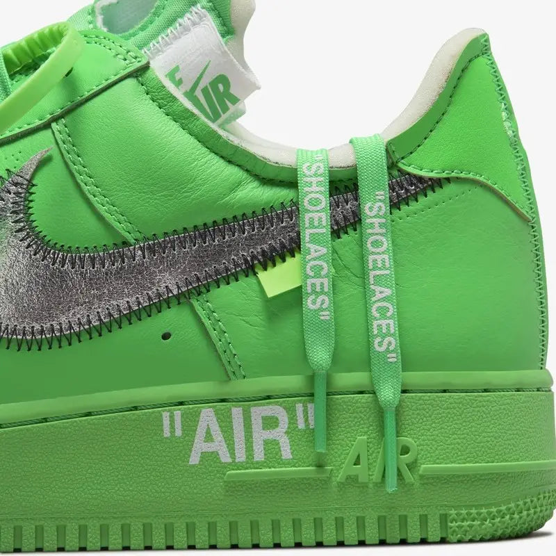 Tênis Verde Nike Air force 1 Low Off White Light Green Spark Com Cadarco Verde Off White