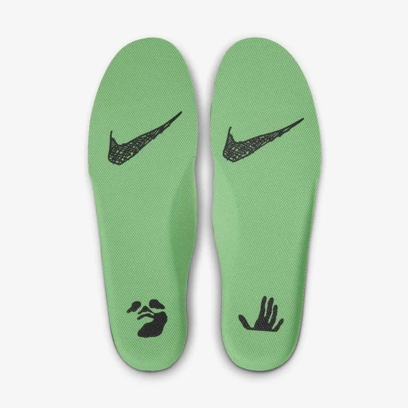 Tênis Verde Nike Air force 1 Low Off White Light Green Spark Vista da Palmilha Verde