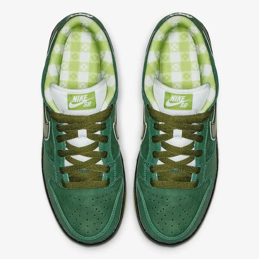 Tênis Verde Nike Dunk Low Concepts Lobster Green Visto Por Cima Em Detalhes